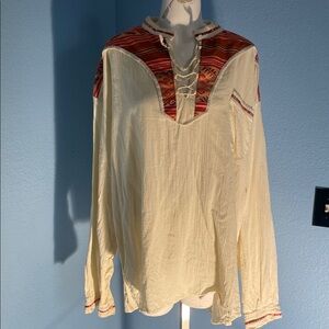 Stylish Cream and Red Casual Button Down Shirt